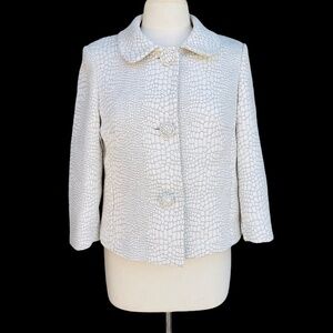 SCOTT TAYLOR Formal Jacket Women’s Size M Gray Snake skin prints 3/4 Sleeve